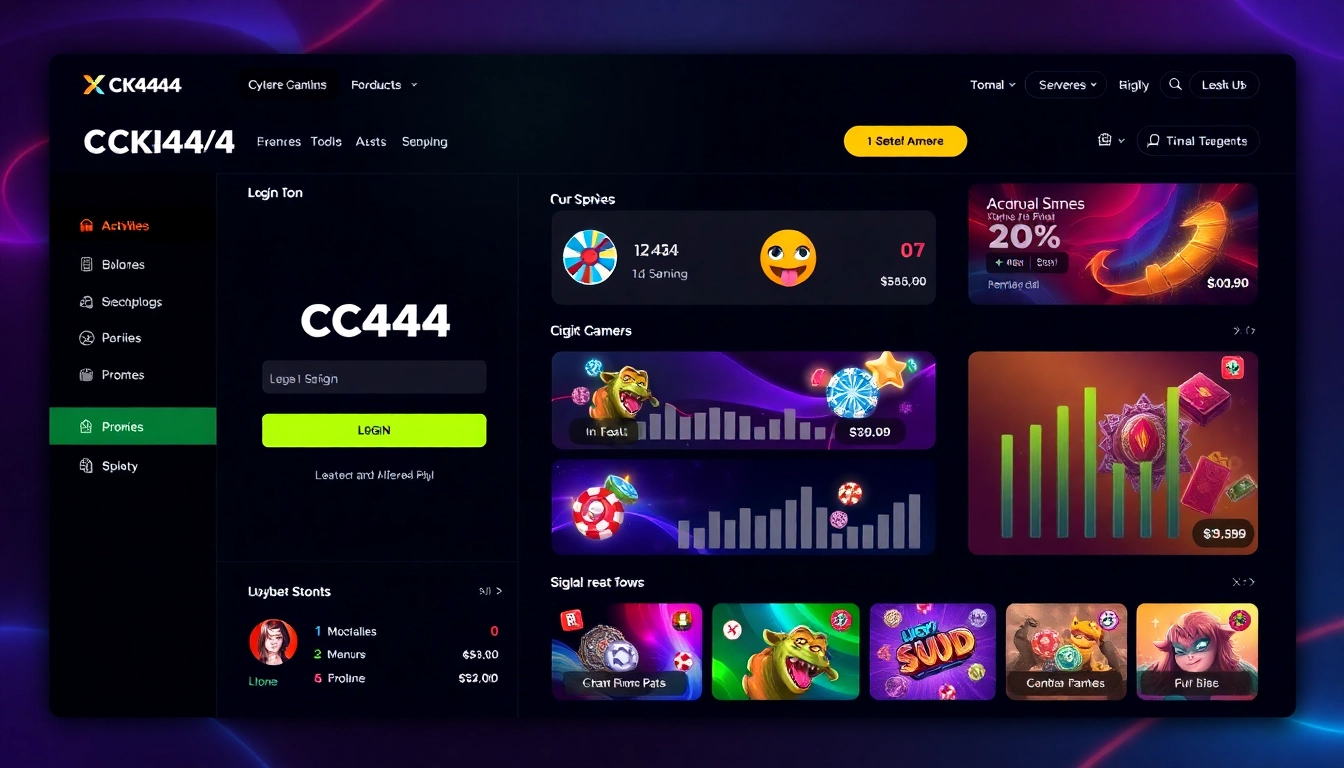 Seamless ck444 login screen on sleek gaming platform with vibrant visuals and user-friendly interface for online players.