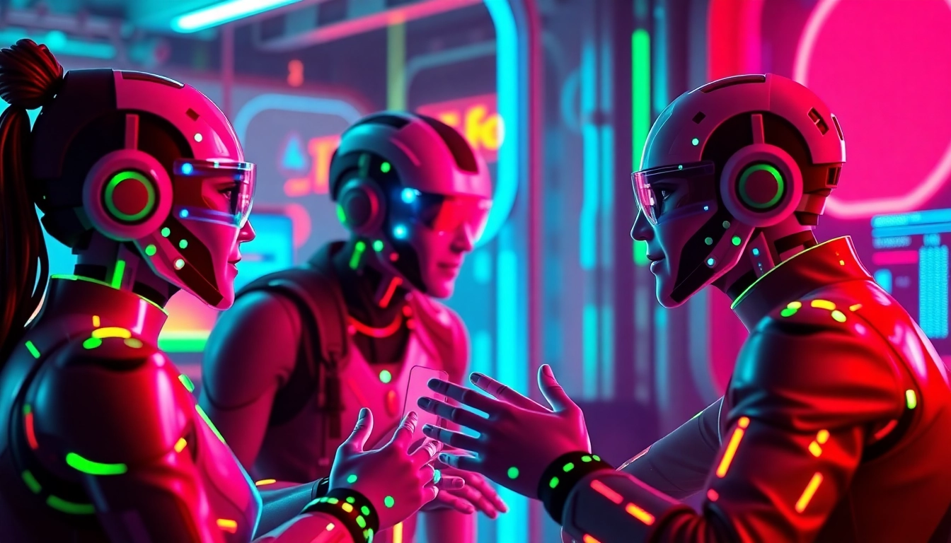 Engaging Spicy AI Chat scene with realistic avatars in a colorful digital environment for immersive interactions.