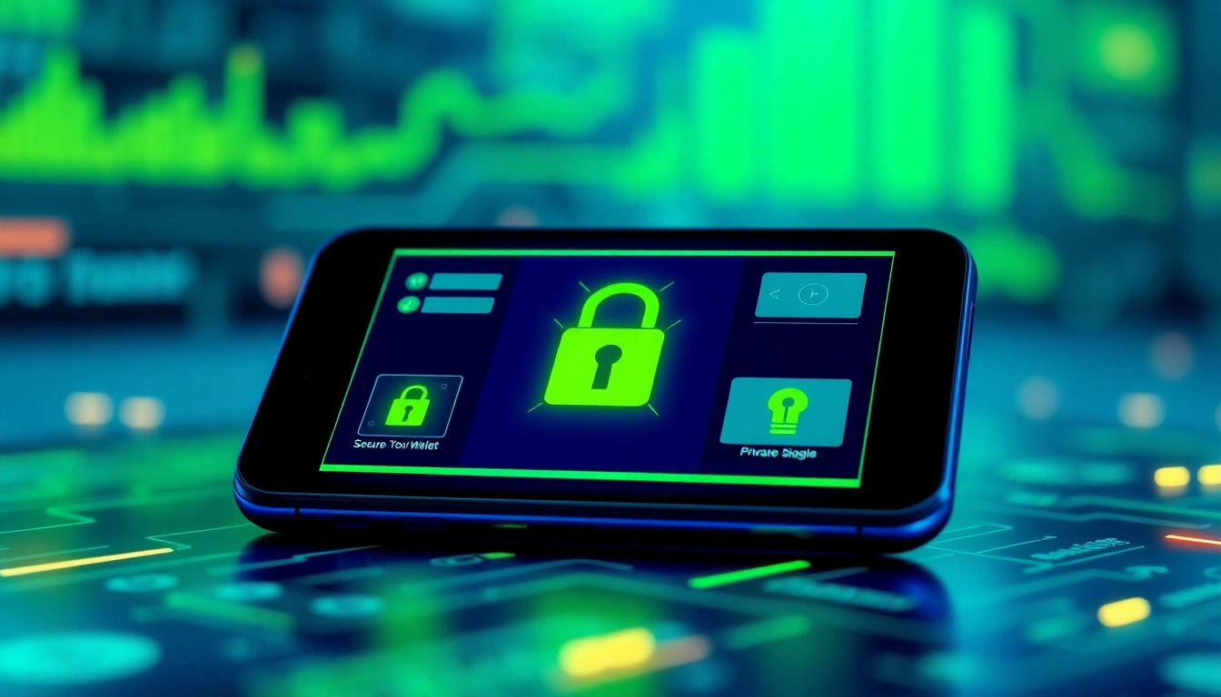 Secure crypto wallet user protecting private keys on a sleek device for safe digital transactions