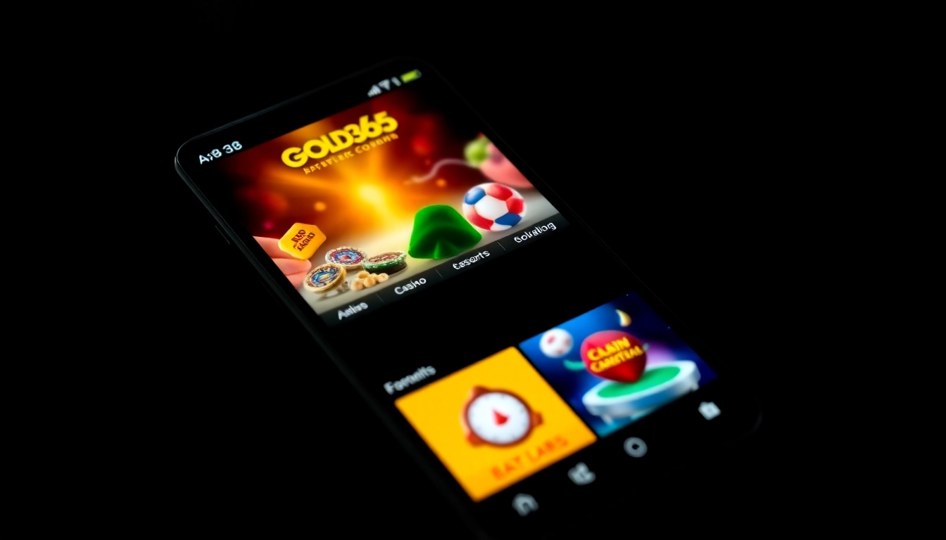 The Gold365 app in action on a smartphone, showcasing sports betting and casino features for quick, secure gaming access.