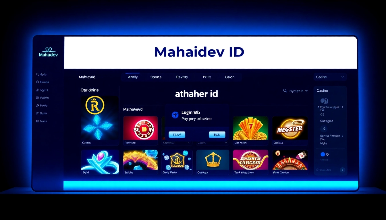 Mahadev ID login interface showcasing sports betting and casino options for easy access and quick navigation.