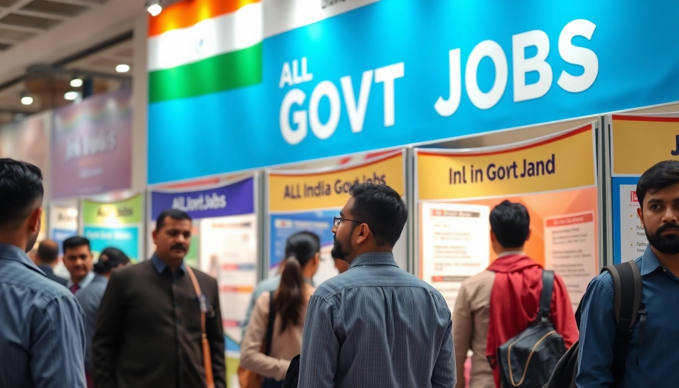 All India Govt Jobs success, job seekers engaging with officials at a professional career event